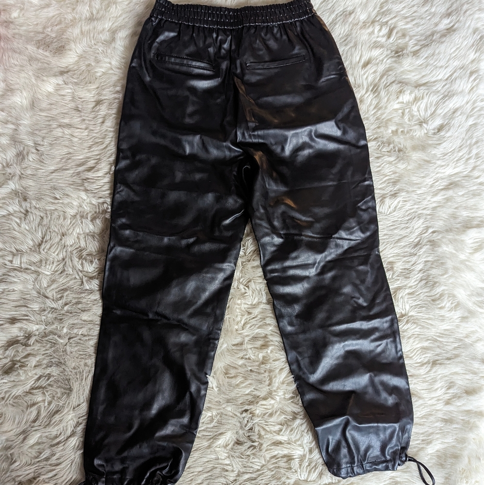 NWT Zara Faux Leather High Waisted Joggers - Picture 14 of 16